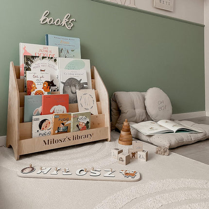 Montessori Bookcase for Kids, Toddler Bookshelf Wood Storage Kids Room Storage Playroom Furniture Toddler Gift 2nd, 3rd Birthday (Large, Natural)