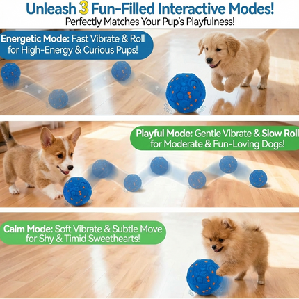 USA CALI Smart Interactive Dog Ball with Remote Control - Automatic Self-Rolling & Motion Activated Toy for Dogs, Durable Chew-Resistant E-TPU, 3 Play Modes for Puppy Small Medium Large Dogs