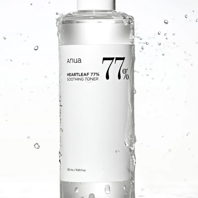 Anua Heartleaf 77% Soothing Toner bottle for calming and moisturizing sensitive skin