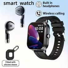 USA-CALI 2-in-1 Smartwatch with Wireless Earbuds front view