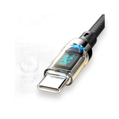 LCD Watt Display USB Type-C charging cable, studio product photo