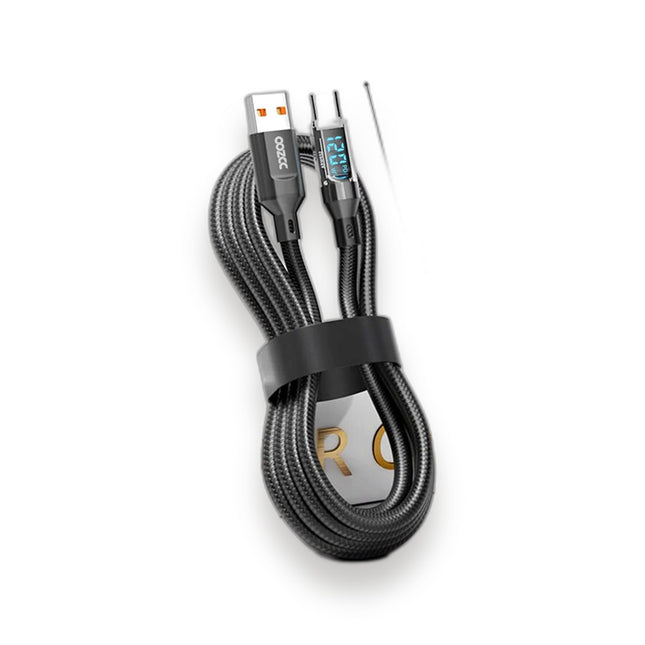 LCD Watt Display USB Type-C charging cable, studio product photo