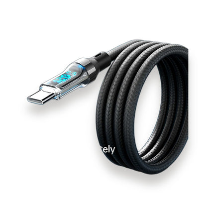 LCD Watt Display USB Type-C charging cable, studio product photo