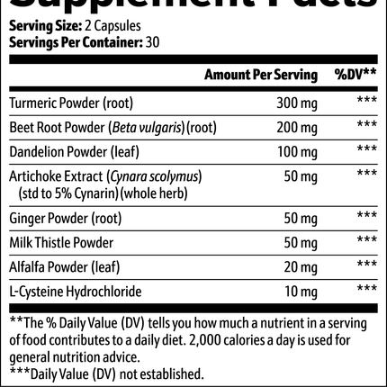USA CALI Liver Support Capsules Milk Thistle Turmeric Artichoke Dandelion 60 caps